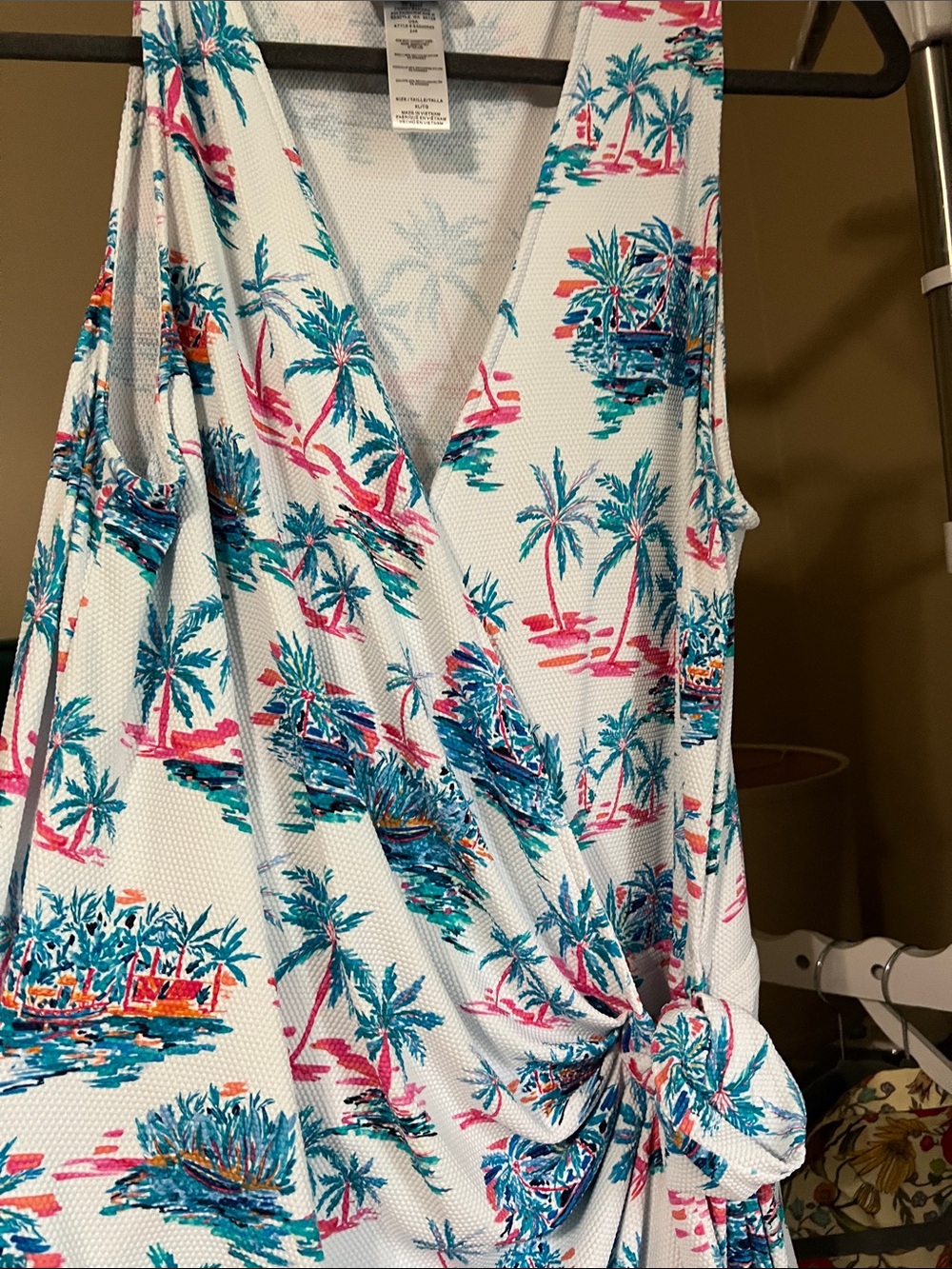 Tommy Bahama White Tropical Palm Print side tie skort one piece